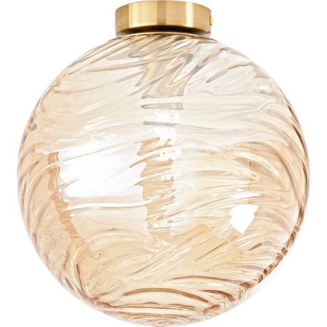 "Plafoniera NEREIDE in vetro champagne ad onde concentriche 30 cm." (1/2)