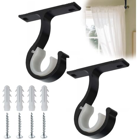 Lot de 2 Support tringle, Alliage aluminium, Charge 30kg, Diamètre 20-28mm, Pour rideau armoire (1/5)