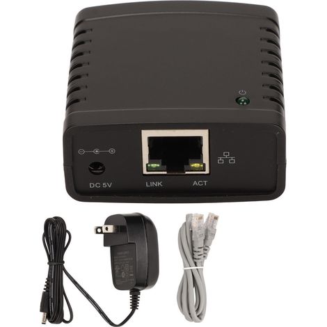 Serveur d'impression USB RJ45 10/100Mbps TCP/IP LPR avec port LAN standard, prolongateur sans fil USB, partage d'imprimante, prise américaine 100-240V. (1/5)