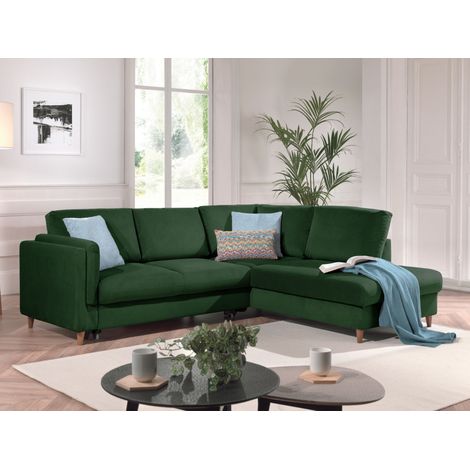 Brooke – ecksofa rechts – mit schlaffunktion – 5-sitzer – aus samt - grün