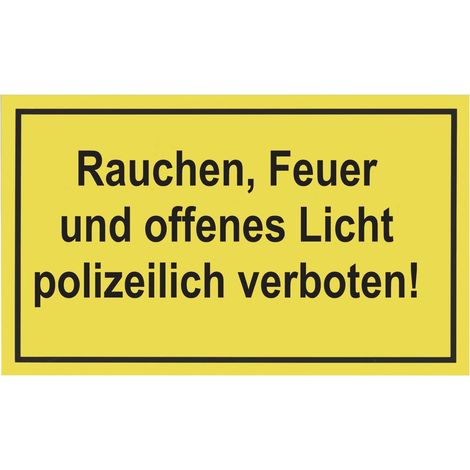 Conmetall Hinweisschild Rauchen, Feuer und offenes Licht 40 x 25 cm