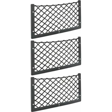 – Lot de 3 filets de rangement voiture 36 x 18 cm – Maille élastique nylon – Fixation ultra solide pour van, camping-car, camion (1/4)