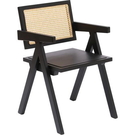 Nordlys – Chaise de salle à manger scandinave en bois massif – Dossier en rotin cannage – Confort optimal – Dimensions 51x54x80cm (1/5)