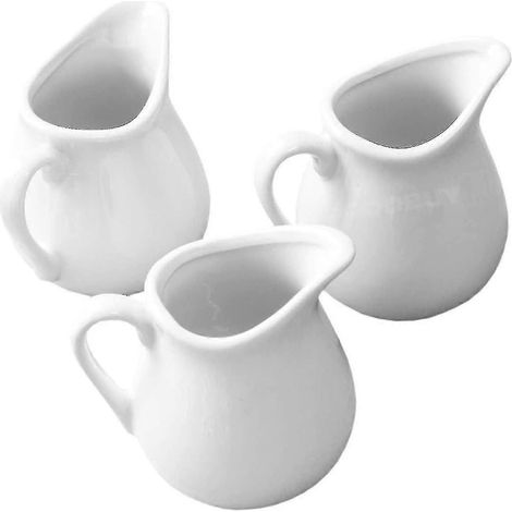 Ensemble de 6 petits pichets de service en céramique blanche de 90 ml (2024) - Idéal pour le lait, la crème et les sauces - GUANZAI