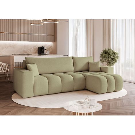 Ecksofa Schlafsofa Sofa ANABEL in Stoff Centaur Mintgrün Ottomane Rechts (1/5)
