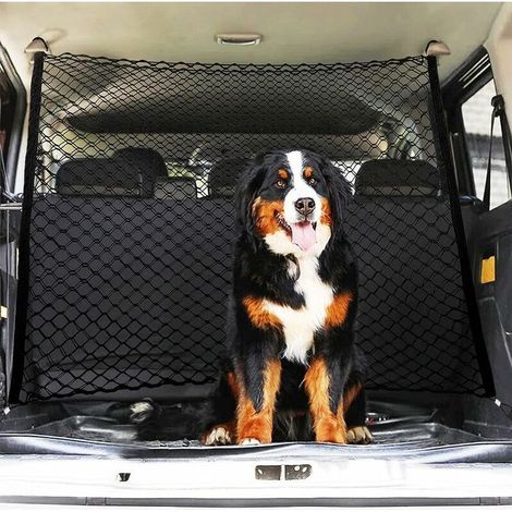 Doppellagiges Kofferraumnetz, tragbares Haustiernetz für Hunde, universelle Trennwand für Hunde und Katzen im Auto, schwarzer Draht, 90 x 40 cm (1/5)