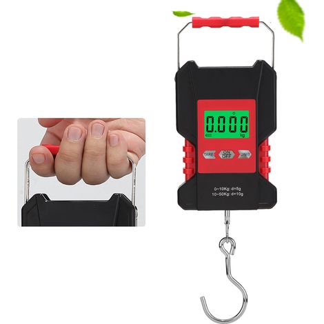Tragbare elektronische Waage mit extra großem Griff, inklusive Maßband Expresswaage elektronische Waage mit Haken. (1/5)
