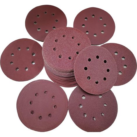 Disques de ponçage à crochets et boucles de 5 po 8 trous 40/80/120/240/320/600/800 Papier abrasif à grains variés 40/80 120/240 320/600 (1/5)