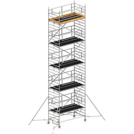 Layher Rollgerüst Uni Breit P2 Safety Plus mit Doppelgeländer und ausziehbaren Gerüststützen 11,20m AH (1/3)