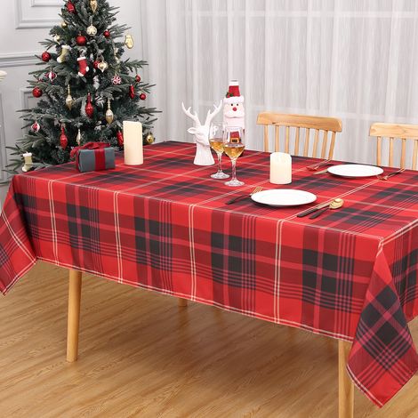 Nappe de Noël à carreaux rouille élégant/noir pour table de cuisine & salle à manger - Imperméable, anti-taches, lavable - Polyester facile d’entretien - 137x229 cm (54x90 in) - Couleur: Rouille éléga