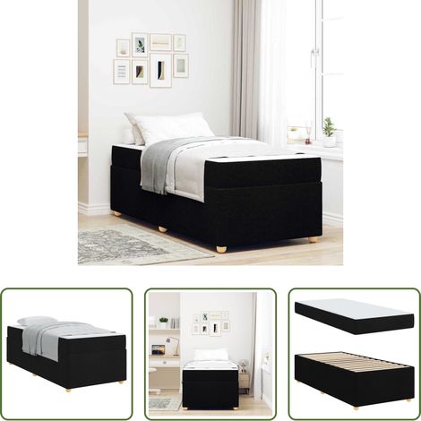 Matelas moyen ferme - Cadre de lit avec matelas Noir 80 x 200 cm tissu (1/5)