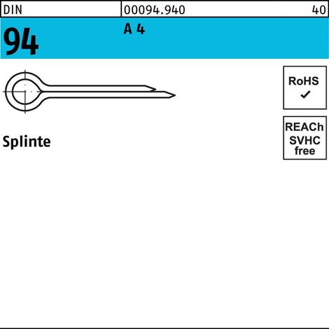 Splinte DIN 94 4 x 25A 4 100 Stück