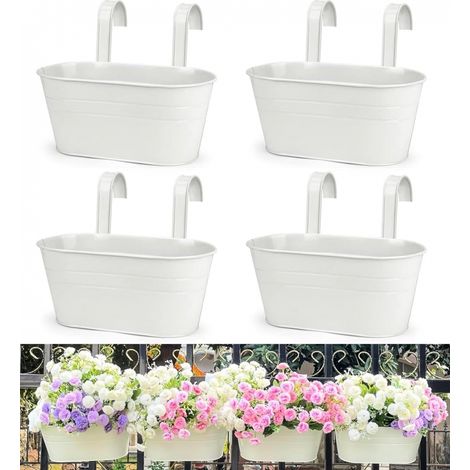 cm Pots de Fleurs en à Suspendre pièces pour intérieur extérieur Balcon - avec Crochet Amovibles-Blanc 27 4 métal (1/5)