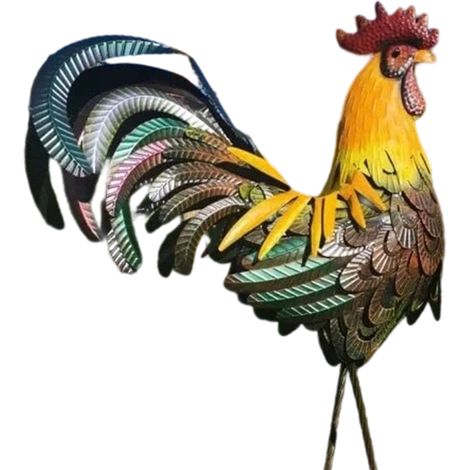Statue Coq - Sculpture Métallique Extérieur Jardin Cour Arrière Cuisine - Décoration Plein Air Résistante aux Intempéries - 1 Pièce (1/5)