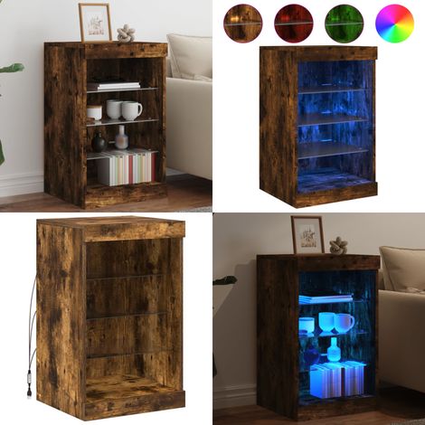 Sideboard mit LED-Leuchten Räuchereiche 41x37x67 cm - Schreibtisch - Wohnzimmermöbel - Sideboard - Regal - TV Stand - Home & Living