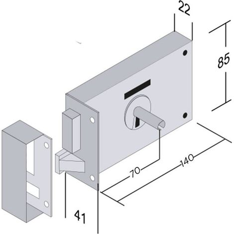 SERRATURA PORTONCINO DA APPLICARE ART. 175 E 70 - scatola mm 140 Dx