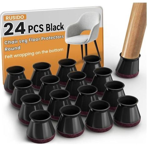 24pcs Protection Pied de Chaise Silicone Noir,Rounde patins en feutre chaises,Anti-rayures,Réduire le bruit,M Fit diamètre:20-30mm (1/4)