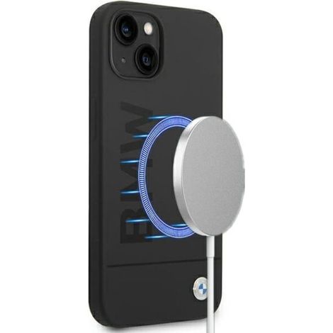 Coque BMW en silicone avec logo signature et Magsafe pour iPhone 14 Plus (noire) (1/4)