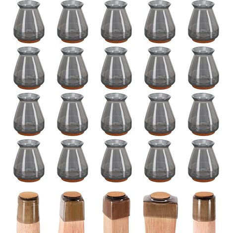 20pcs Protection Pied de Chaise, Silicone Chaise Casquettes Pieds, Patins pour Meubles pour Sols en Bois Dur, Protégez Les sols des Rayures et du Bruit (Moyen/Noir) (1/5)