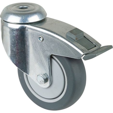 BS-R schwere Apparate-Lenkrolle 100mm 80kg Mittelloch mit Feststeller (1/2)