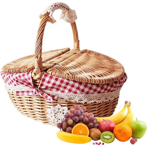 Cesta de picnic de mimbre con tapa y asa,cesta de picnic tejida,cesta de dulces hecha a mano,apta para huevos de Pascua,cesta de sauce natural