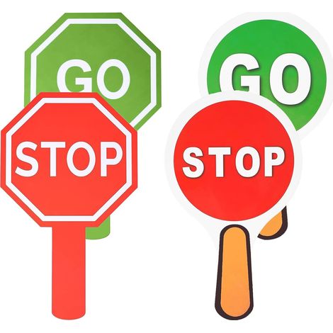 4 Pièces Panneau Stop and Go avec Poignée (1/5)