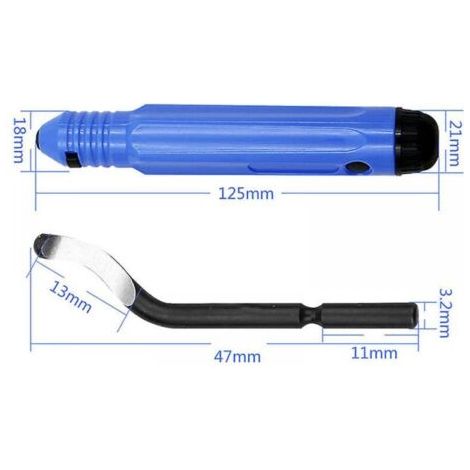 Outil d'ébavurage, manuel, lames d'ébavurage rotatives à 360° avec 10 lames métalliques (bleu) (1/3)