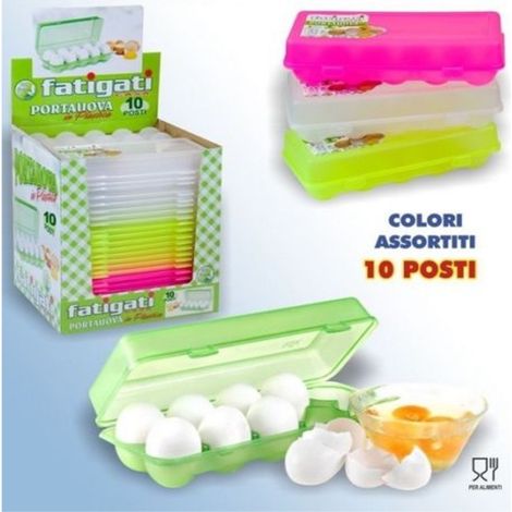 TrAdE Shop Traesio - Portauova Porta 10 Uova Posti Contenitore Frigo Plastica Colorato Scatola Dfh -