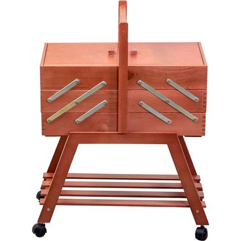 Cassetta Portalavoro n.40 in legno con ruote noce cm 45x28xh62