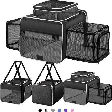 Haut et 2 Côtés, Cage de Transport pour Chat Extensible 18x11x11, Sac de Transport pour Chien Approuvé TSA pour Chiens de Taille Moyenne, Sac Souple avec Fermetures Éclair (1/5)