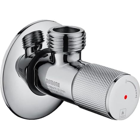 Vanne d'angle d'eau en laiton chromé, G1/2" (BSPP 1,27 cm), raccord de tuyau G1/2" pour lavabo de cuisine, toilettes (marquage : rouge)