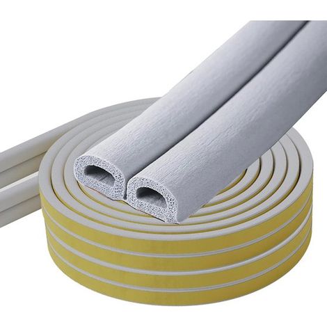 Tira de sellado para puertas tipo D de 10 metros，9 mm (ancho) x 6 mm (alto)，tira de sellado de goma，Gris，5 metros x 2 rollos (1/2)