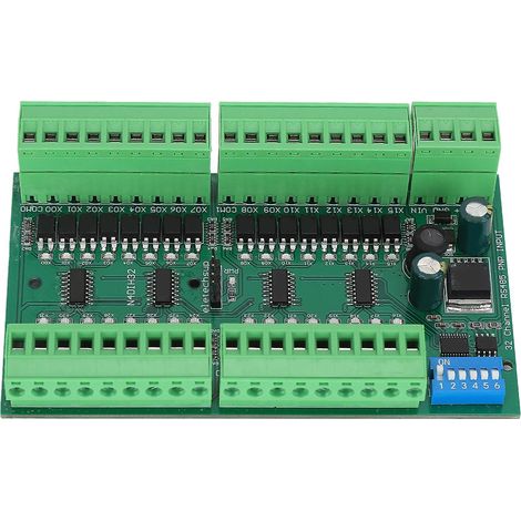 Contrôleur d'entrée pour automate programmable industriel (API) RS485 32 canaux, montage sur rail DIN isolé. (1/5)