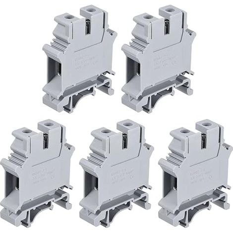 DIN Rail Montage Borniers Vis Type Pince Gris UK16N Paquet de 5 (1/4)