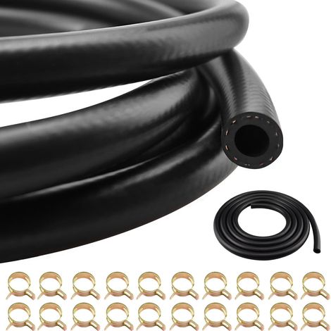 Tuyau d'essence 3 mètres tuyau de carburant 6mm diamètre intérieur durite essence tuyau durite d'essence avec 20 pièces colliers de serrage pour voiture moto tracteur (1/5)
