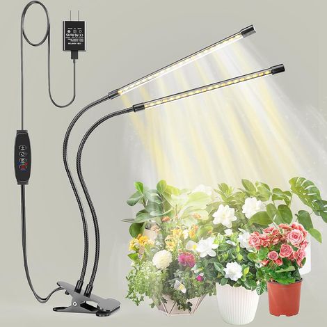 Lampe de croissance pour plantes d'intérieur, spectre complet, 3 modes et 10 niveaux à intensité variable, minuterie marche/arrêt automatique 3/9/12 heures (1/5)