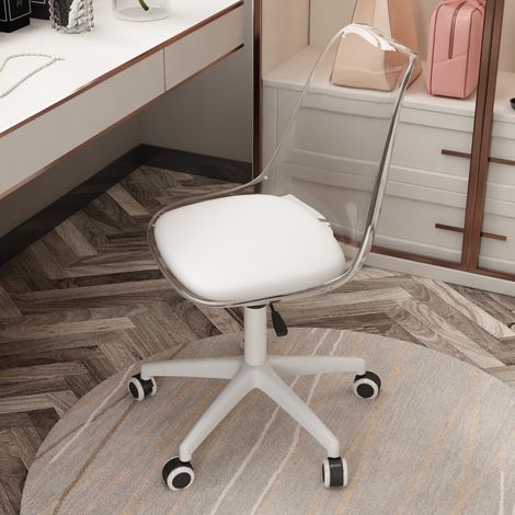Chaise pivotante moderne avec dossier transparent - réglable en hauteur, coussin PU, roulettes silencieuses pour des déplacements sûrs. Design minimaliste pour les foyers et bureaux européens. (1/5)