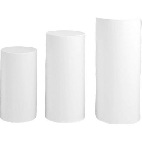 Lot de 3 manchons décoratifs pour présentoirs cylindriques, supports à gâteaux, colonnes, etc. - Idéal pour les anniversaires, mariages et autres événements. JikaixWhite (1/5)