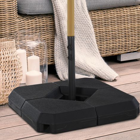 Base parapluie 48mm Ø 4 charges rechargeables eau/sable porte-parapluie croix 60L tube acier 80x80x56cm, noir