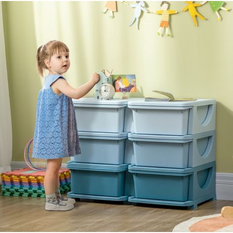 Contenitore con 6 cassetti, plastica, 75 x 37 x 56,5 cm, blu HAVRYA (1/5)