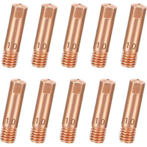 10 Pcs Buse pour Mig 1mm, Buse de Soudage en Cuivre, Buse Contact, Pointe de Contact pour 15AK MIG/MAG Torche de Soudage Consommables (1/5)