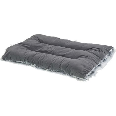 Lit pour Chien en Polyester et Velours avec Franges 60 x 45 cm Gris Coussin Ergani