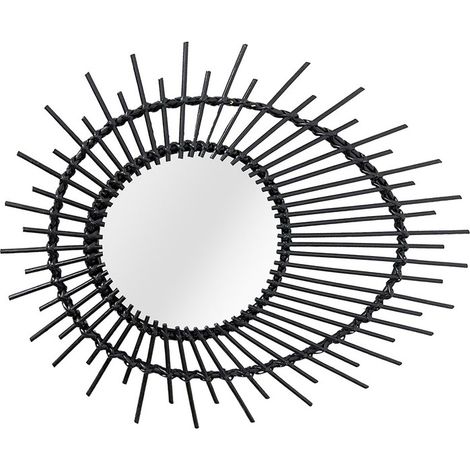 Specchio da parete Aina in rattan nero con design a raggi (1/2)