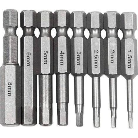 8Pcs Hex tige tournevis, 1/4 Pouce hex tige tournevis, longs magnétiques embouts de tournevis en acier S2 avec 8 différentes (1/5)