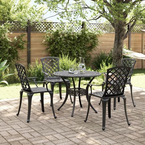 Maison Exclusive - 5-tlg. Garten-Essgruppe Schwarz Aluminiumguss