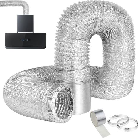 Conduit d'Air Flexible, Tuyau de Ventilation Ø 100mm, 5m Tuyau Ventilation en Aluminium, Tuyau d'Élvacuation en Aluminium Chauffage et Climatisation Seche Linge Ventilateur Extracteur Air,Argent (1/5)