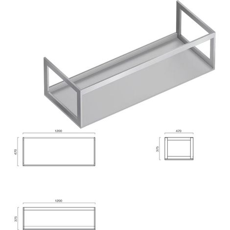 Struttura in alluminio 120×47 per ripiani ceramici e lavabi. Inox scotch-brite. 5S1255000 - DA ORDINARE A FORNITORE (1/2)