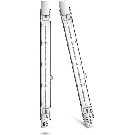 Ampoule Halogène R7s 118mm 400W 7500Lm J118 Dimmable Double Extrémité 240V J Type Ligne Blanc Chaud 2800k Tungstène Filament Halogène Ampoule Pour Plafonnier Éclairage De Paysage,Lot de 2 [Classe éner (1/5)