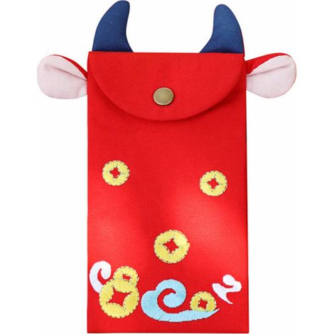 Enveloppe Rouge En Forme De Taureau Brode Nouvel An Enveloppe Rouge Tissu Paquet Rouge Nouvel An Chinois Paquet (1/5)