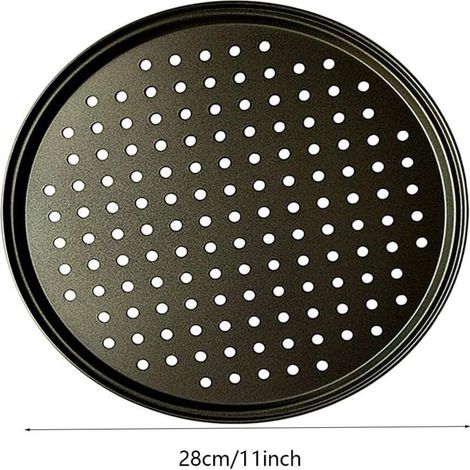 Poêle à Pizza Punch Acier Au Carbone Plat Four Perforé Multi-Usages Plaque à Pizzac Anti-adhérent Plaques à Pizza Utilisée pour Pâtisserie, La Pizza, Le Gâteau, Les Sandwichs, Saucisse, Galettes (1/4)
